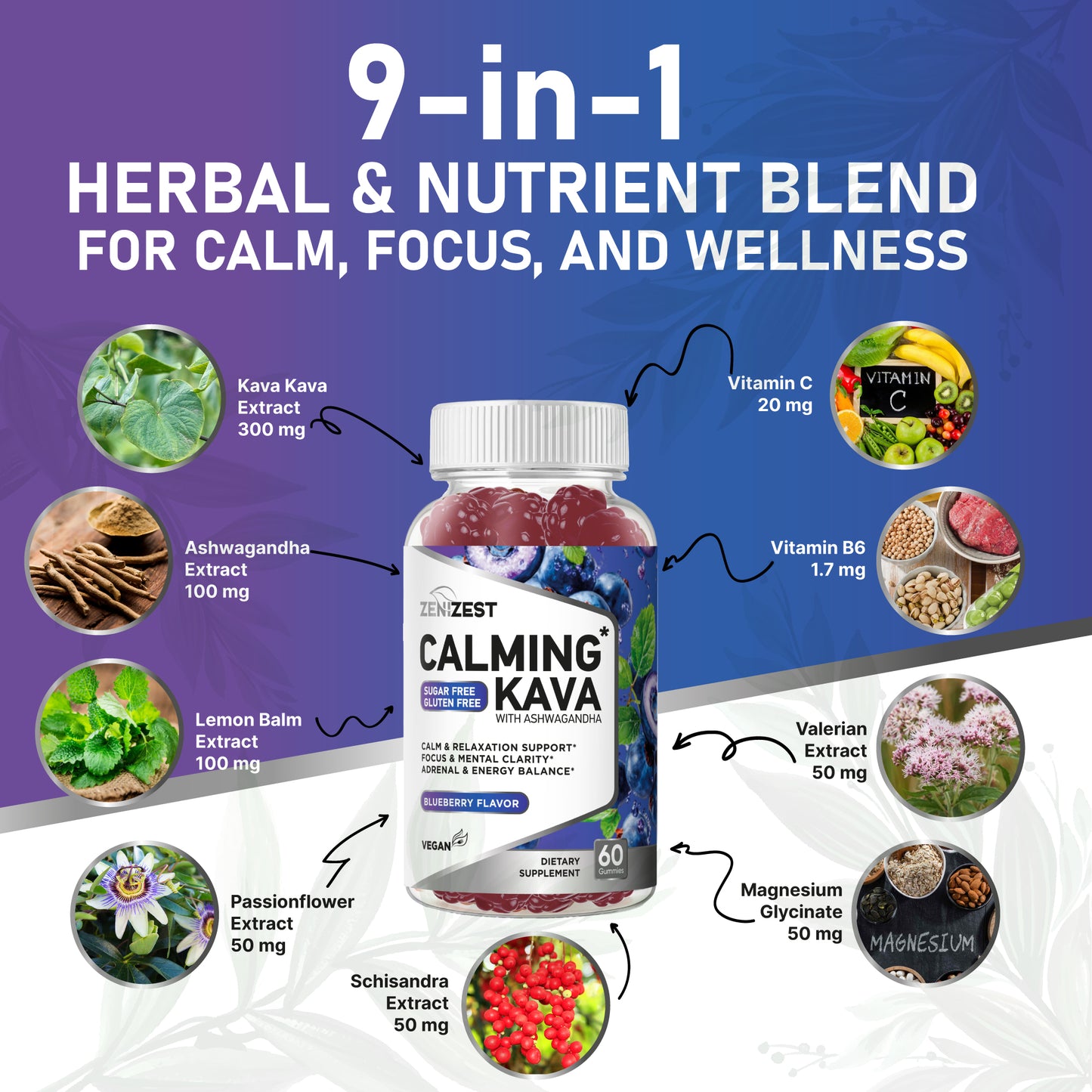 ZeniZest Kava Kava Ashwagandha Gummies