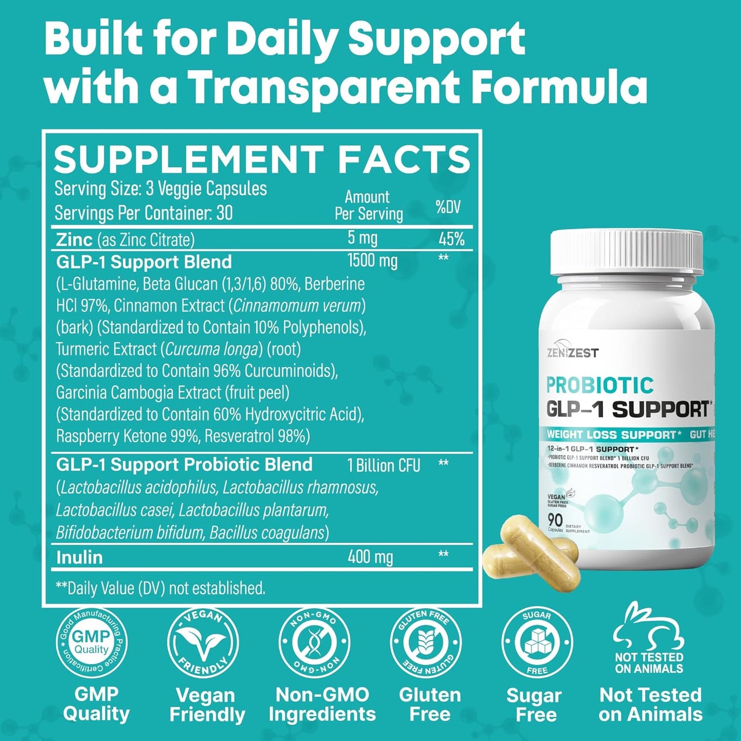 ZeniZest GLP-1 Support Probiotic Weight Loss Support Supplement