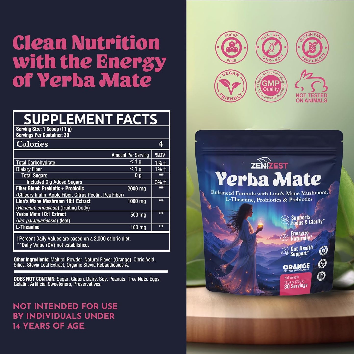ZeniZest Yerba Mate Instant Tea Powder