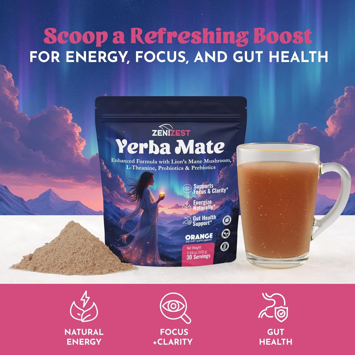 ZeniZest Yerba Mate Instant Tea Powder