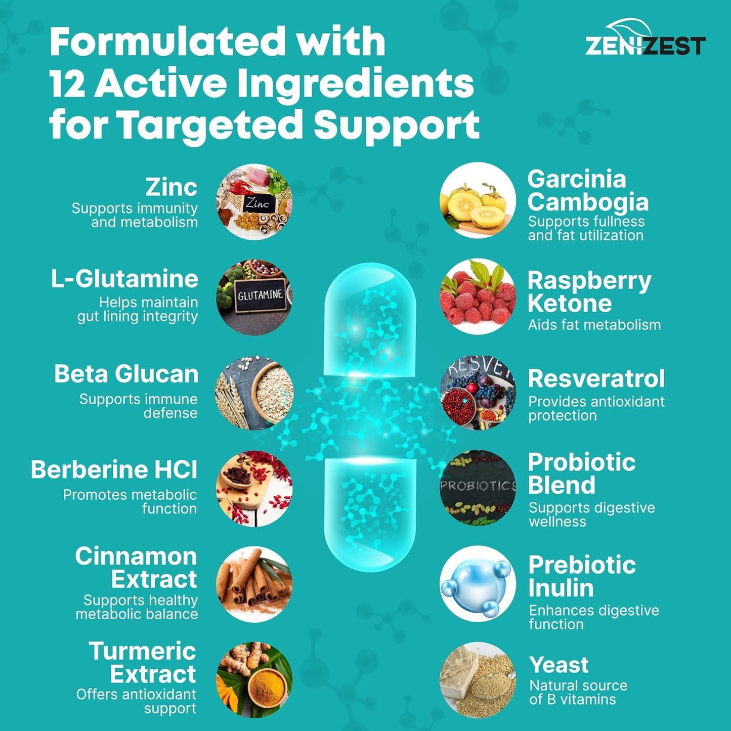 ZeniZest GLP-1 Support Probiotic Weight Loss Support Supplement