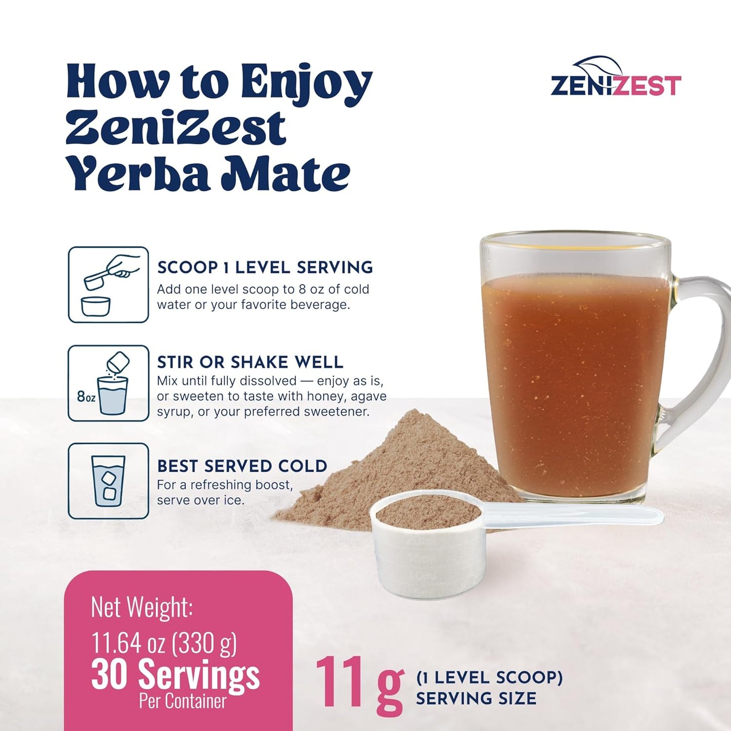 ZeniZest Yerba Mate Instant Tea Powder